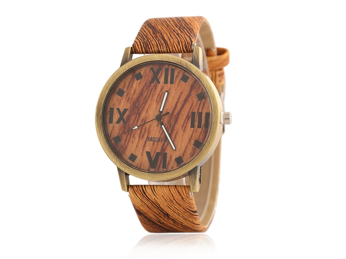 Relógio de pulso casual para casais, relógio analógico vintage simples com pulseira de PU, quartzo.