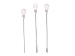 3 Peças Conjunto De Ferramentas De Uñas Profissionais Em Aço Inoxidável Para Arte De Unhas Diy Paleta Bastão Cuchara Rosa
