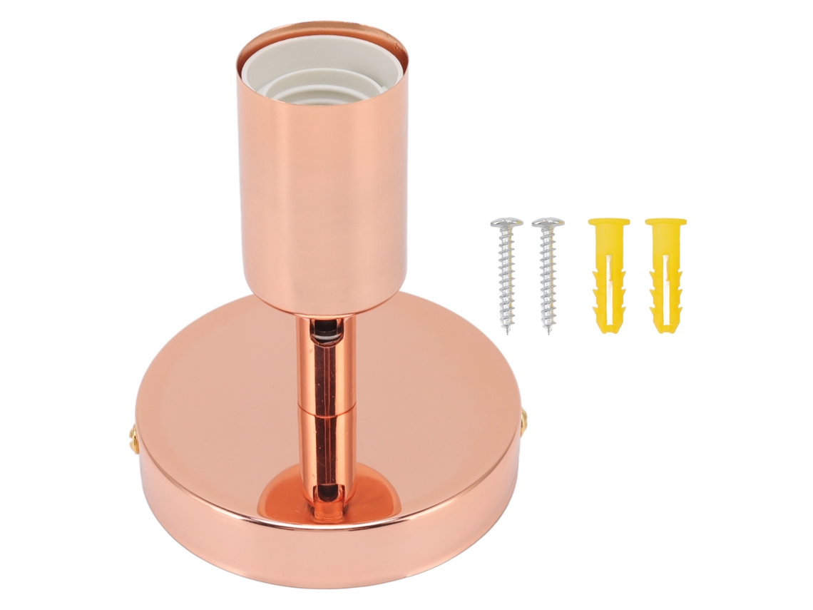 Base de lâmpada de parede ajustável 180° E27/E26 ferro dourado rosa para quarto sala de estar | S/MARCA