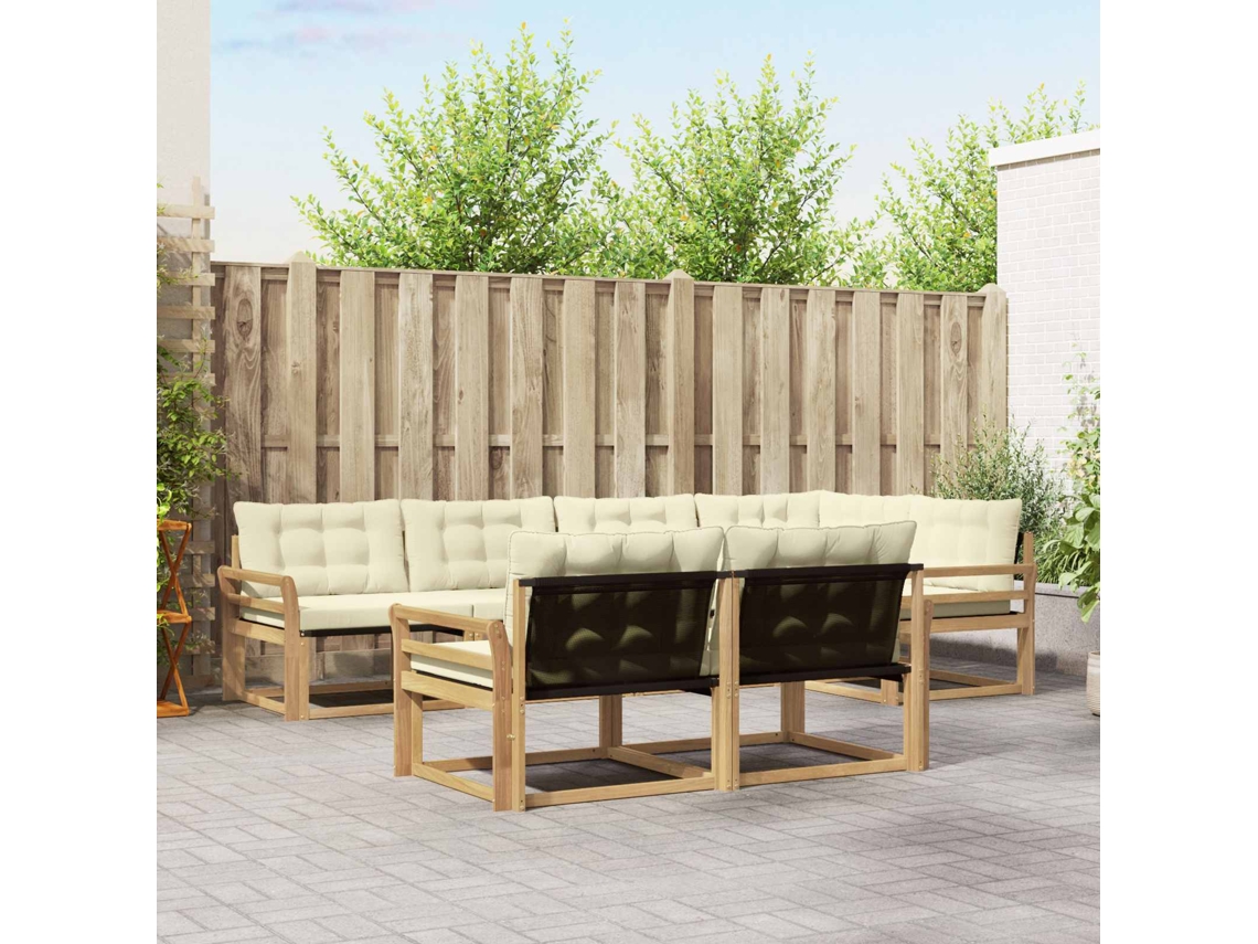 Vidaxl Conjunto De Sofás Para Exterior 7 Unid. Branco E Creme