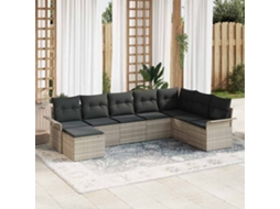 Vidaxl Conjunto de Sofá de Jardim 8 Pcs Cinzento claro Vime Pe
