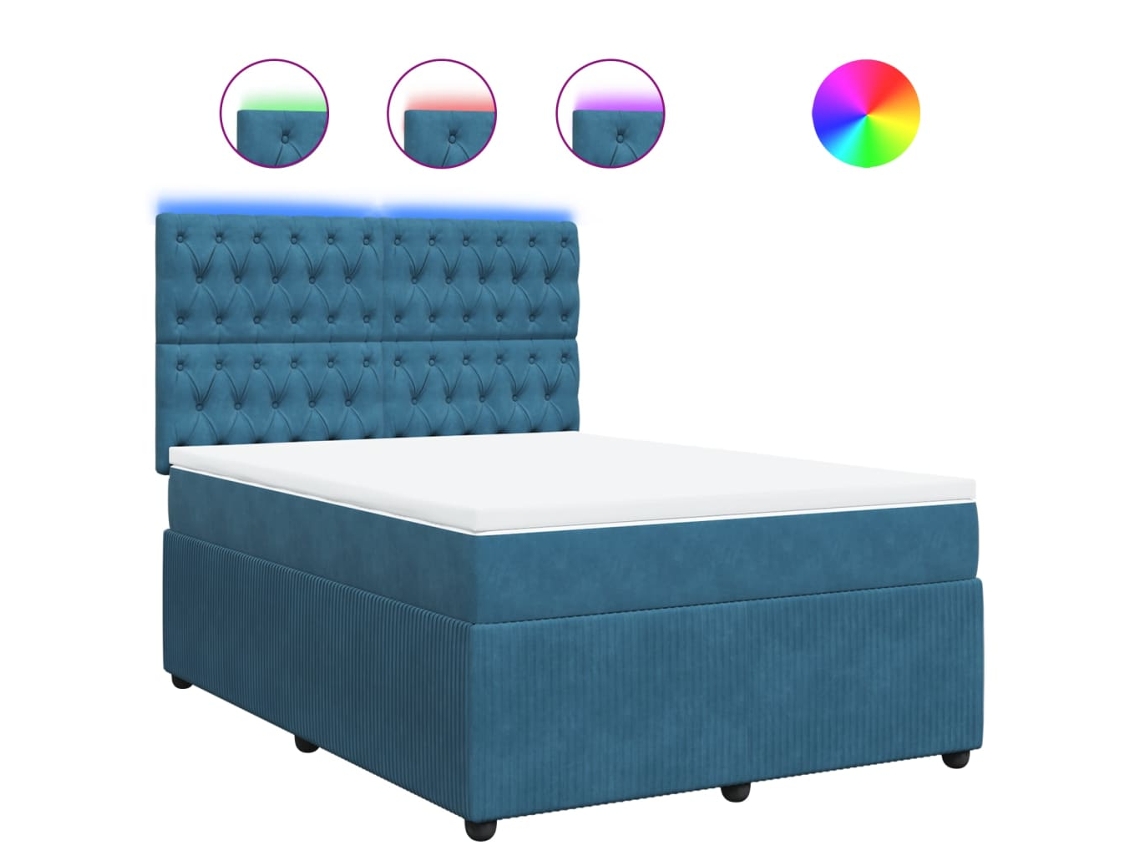 Box Spring Bed, Box Spring Beds Vidaxl Azul Veludo (140 X 190 Cm)