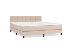 Cama com Molas Couro Artificial Cappuccino MAISON EXCLUSIVE 180x200 cm