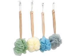 Escova De Banho Madeira Com Cabo Longo, Conjunto De 4 Peças | Nylon, Design Ergonômico, Para Remoção De Pele Morta