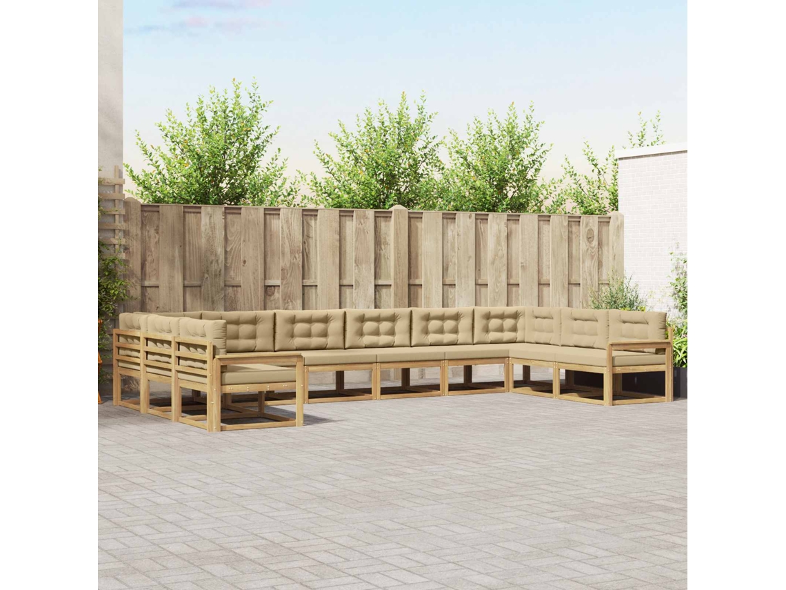Vidaxl Conjunto De Sofás Para Exterior 10 Unid. Branco E Bege