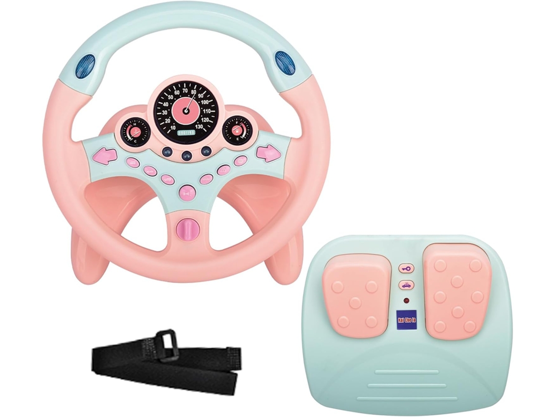 Volante Brinquedo CHRUI com Pedais de Freio e Acelerador com Luz e Som (rosa)