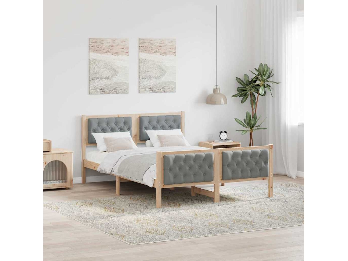 Vidaxl Estrutura Da Cama Com Cabeceira Cinzento-claro 150 X 200 Cm