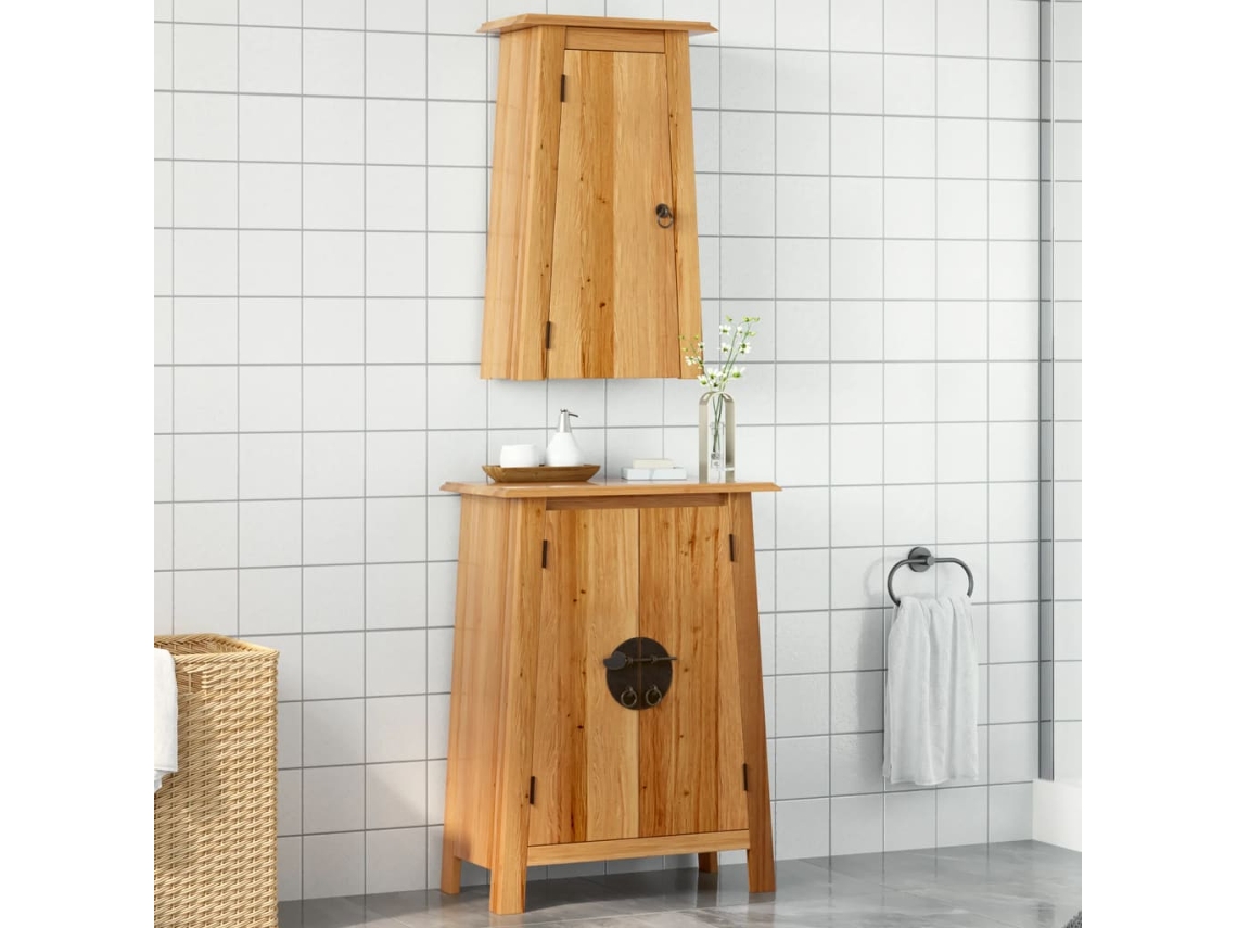 Vidaxl 2 Pcs Conjunto Móveis P/ Casa De Banho Madeira De Pinho Maciça