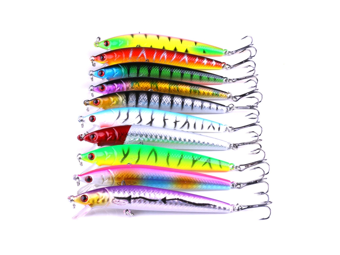 Pacote De 10 Peças Proposta Isca Tipo De Água Flutuante Isca Rígida 95mm Artificial Swing Manilha Isca Trua Trua Equipamento De Pesca