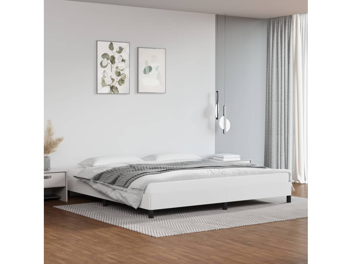 Vidaxl Estrutura De Cama 200x200 Cm Couro Artificial Branco