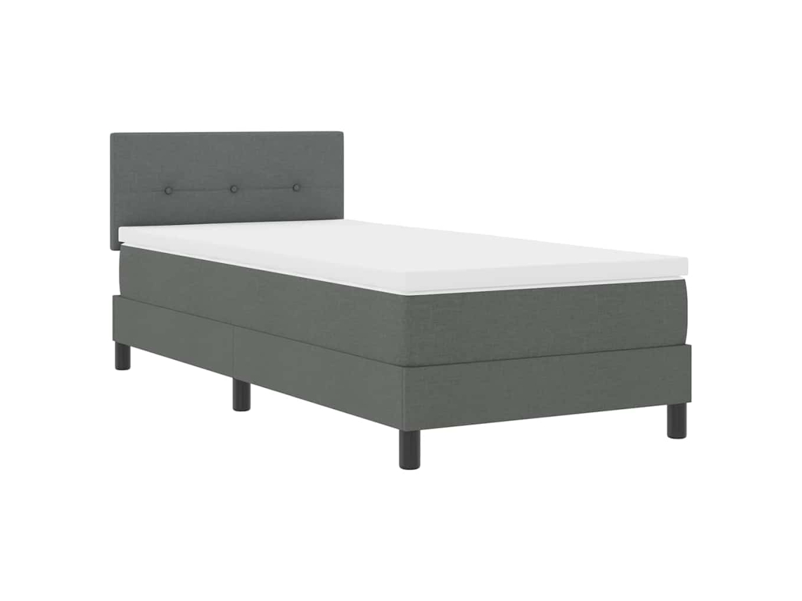 Cama De Solteiro | Camas Para Quarto | Cama Box Com Colchão Com Led Cinzento Escuro 80 X 200 Cm Tecido