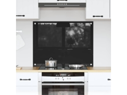 Vidaxl Painel De Cozinha Preto 80 X 60 Cm Vidro Temperado