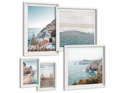 Galeria De Pinturas Murais Ilhas Tropicais, Água Turquesa Moldura Branca Fotos Para O Escritório Espelharte (conjunto De 5 Imagens)
