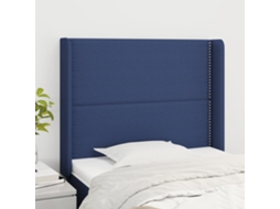 Vidaxl Cabeceira De Cama C/ Abas Tecido 103x16x118/128 Cm Azul