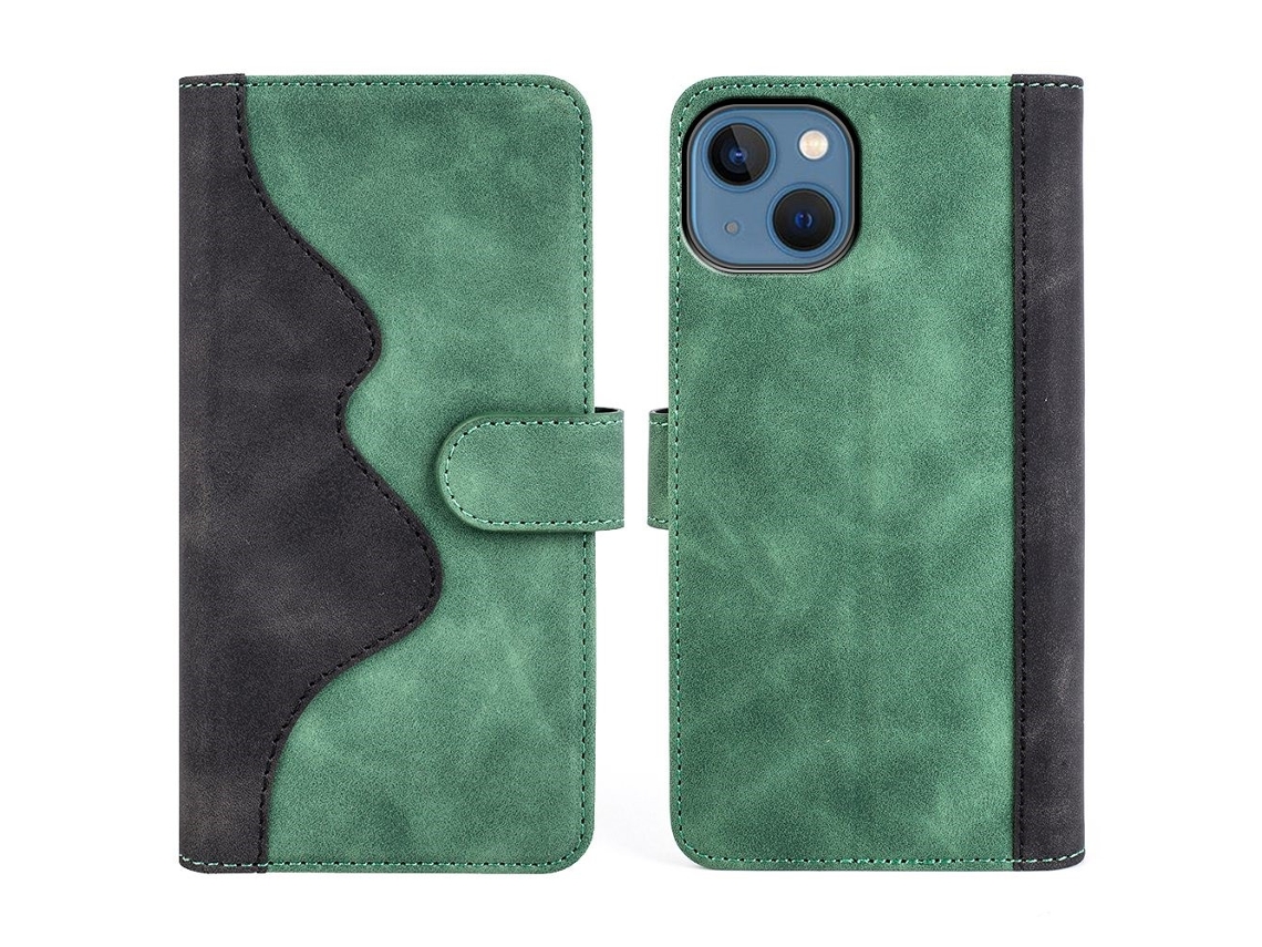 Capa Para Iphone 14 Pele Sintética Verde