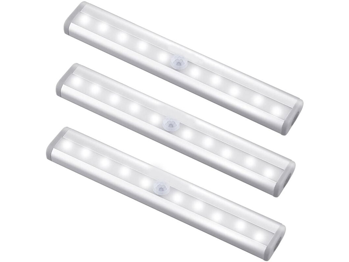 Lurelia, Luz Noturna Led, Sensor Pir, Recarregável Usb, Magnética, Autoadesiva, Auto, Branco, Pack 3, Armário, Guarda-roupa