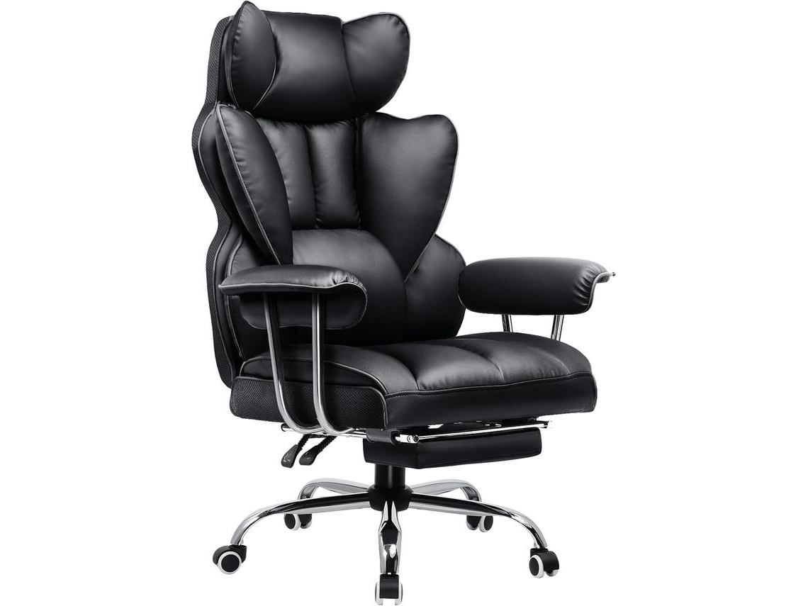 Cadeira para Jogos GTPLAYER, Cadeira ErgonóMica para EscritóRio Com Apoio para Os PéS, Almofada de Assento Com Mola,Preto