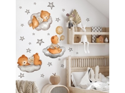 Omni stickers de Parede com Filhotes, Nuvens e Estrelas Decoração Removível para Sala, Escritório, Quarto, Cozinha