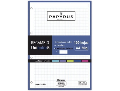 Livro Recambio Uni5 A4 100h 90g 4 Taladros Cuadricula 5x5 5 Colores De Banda Tonos Vivos De Desconocido (espanhol)