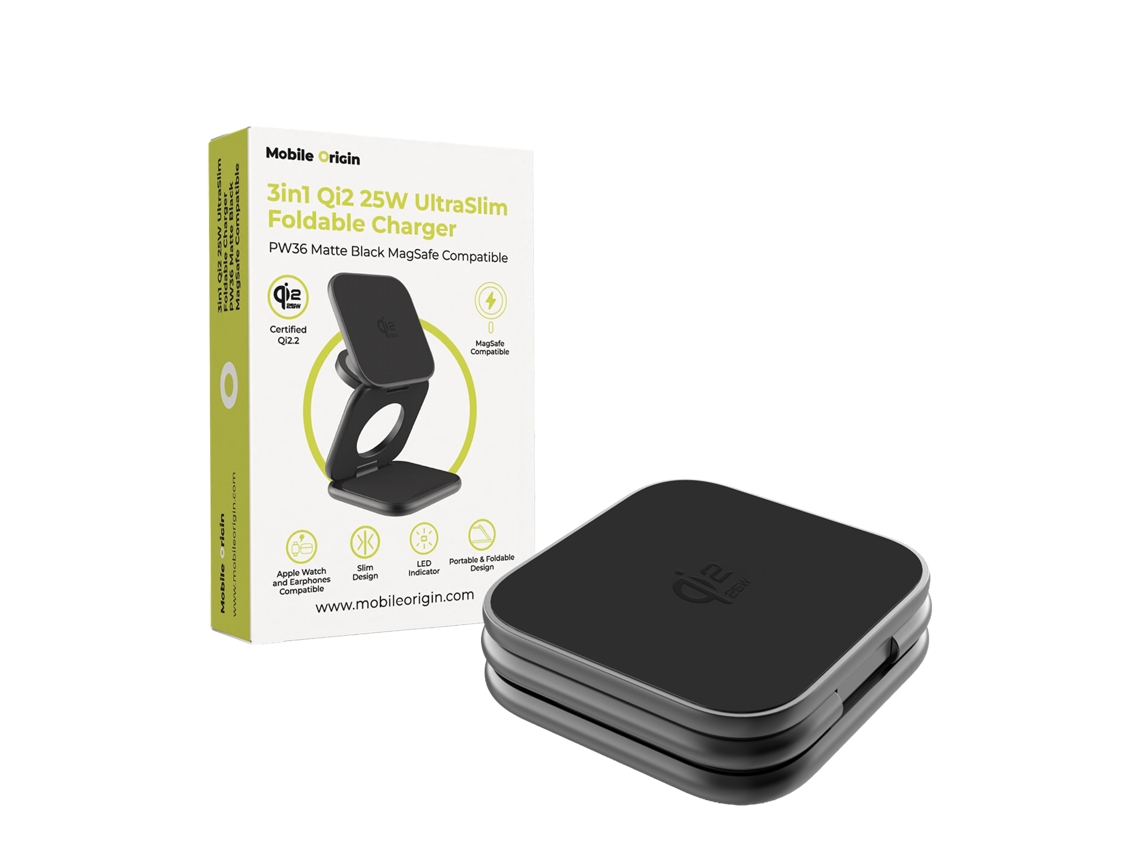 Carregador MOBILE ORIGIN 3 em 1 para Magsafe, iPhone, Airpods, Apple Watch, Fosco | MOBILE ORIGIN