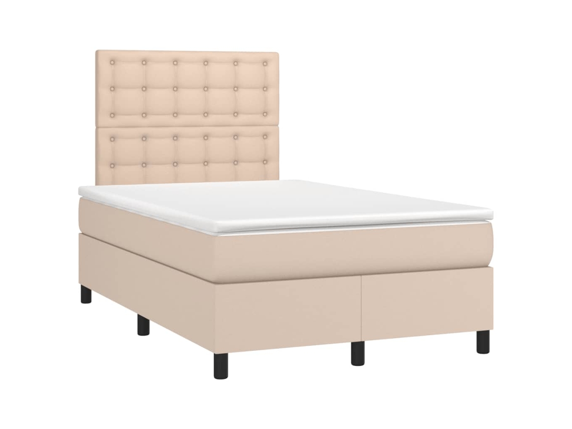 Cama Boxspring com Colchão 120x190 cm Couro Artificial Cappuccino MAISON EXCLUSIVE