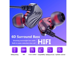 Aetheria fone de Ouvido Intra auricular Fio 6d Surround Bass À Prova D'água para Esportes e Jogos 3.5mm Preto Vermelho