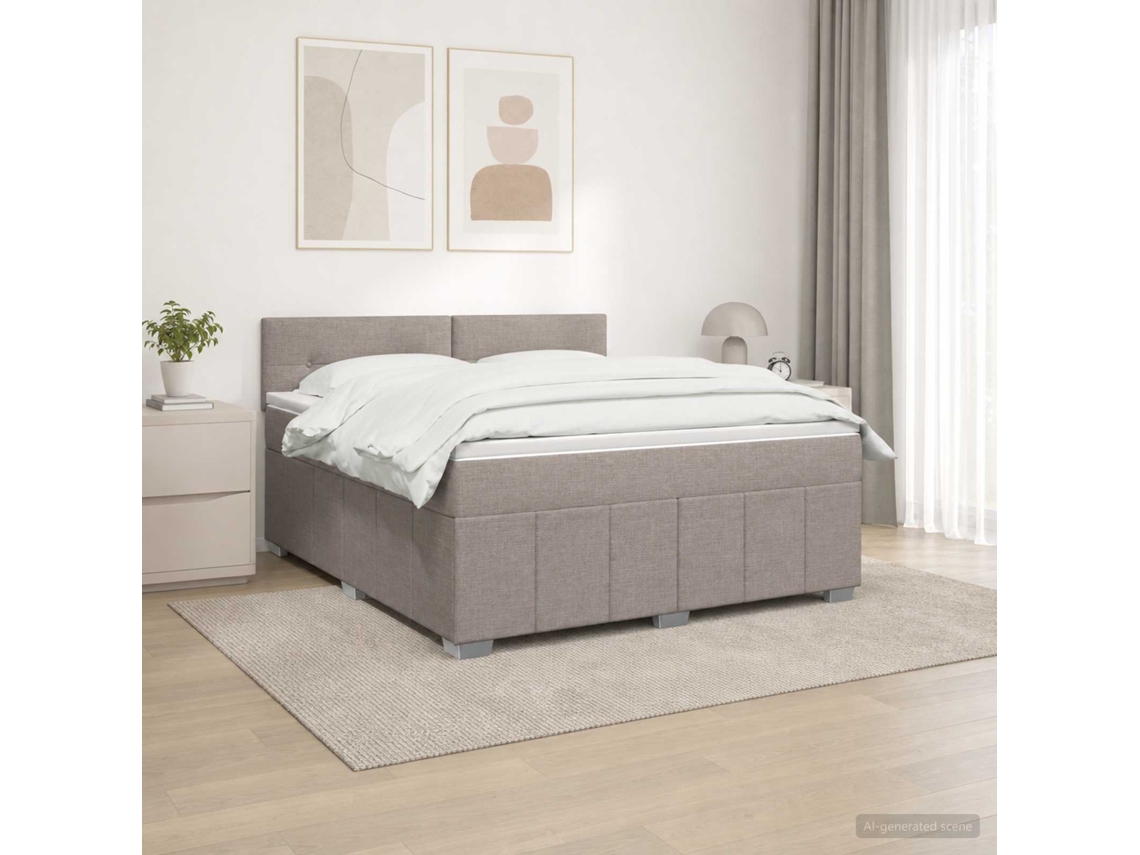 Vidaxl Cama Box Spring Com Colchão Cinzento-acastanhado 140 X 190 Cm