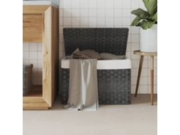 Vidaxl Cesto Para Roupa Suja Com Tampa 55,5x35x34 Cm Vime Pe Cinzento
