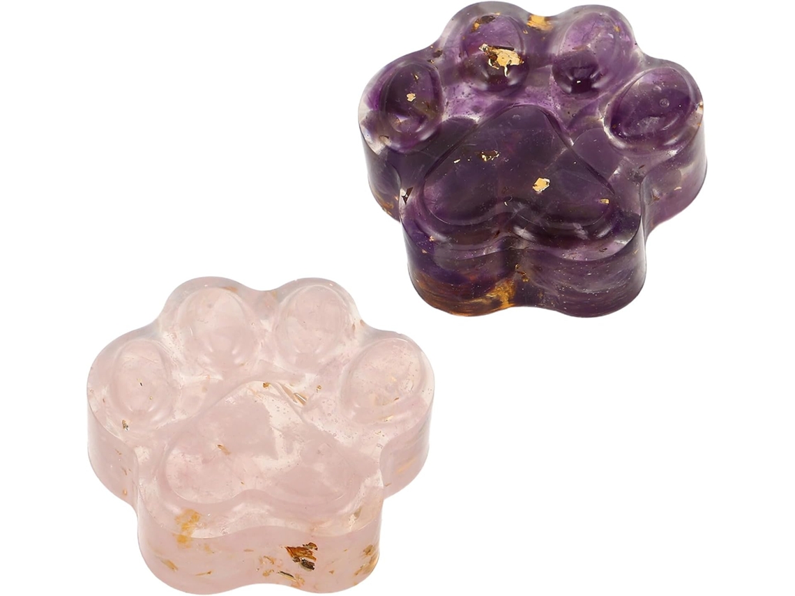 Estátuas Decorativas Cristal Natural 2 Peças Ornamento Elegante Pedra Preciosa Estar Decoração Pata Gato Sala GOKOCO