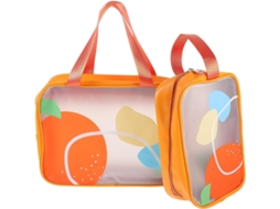Conjunto De 2 Nécessaires De Viagem, Tamanho Pequeno E Médio, Laranja Verão