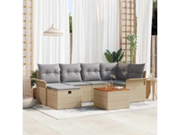 Vidaxl Conjunto De Sofá De Jardim 7 Unid. Bege Rattan Sintético