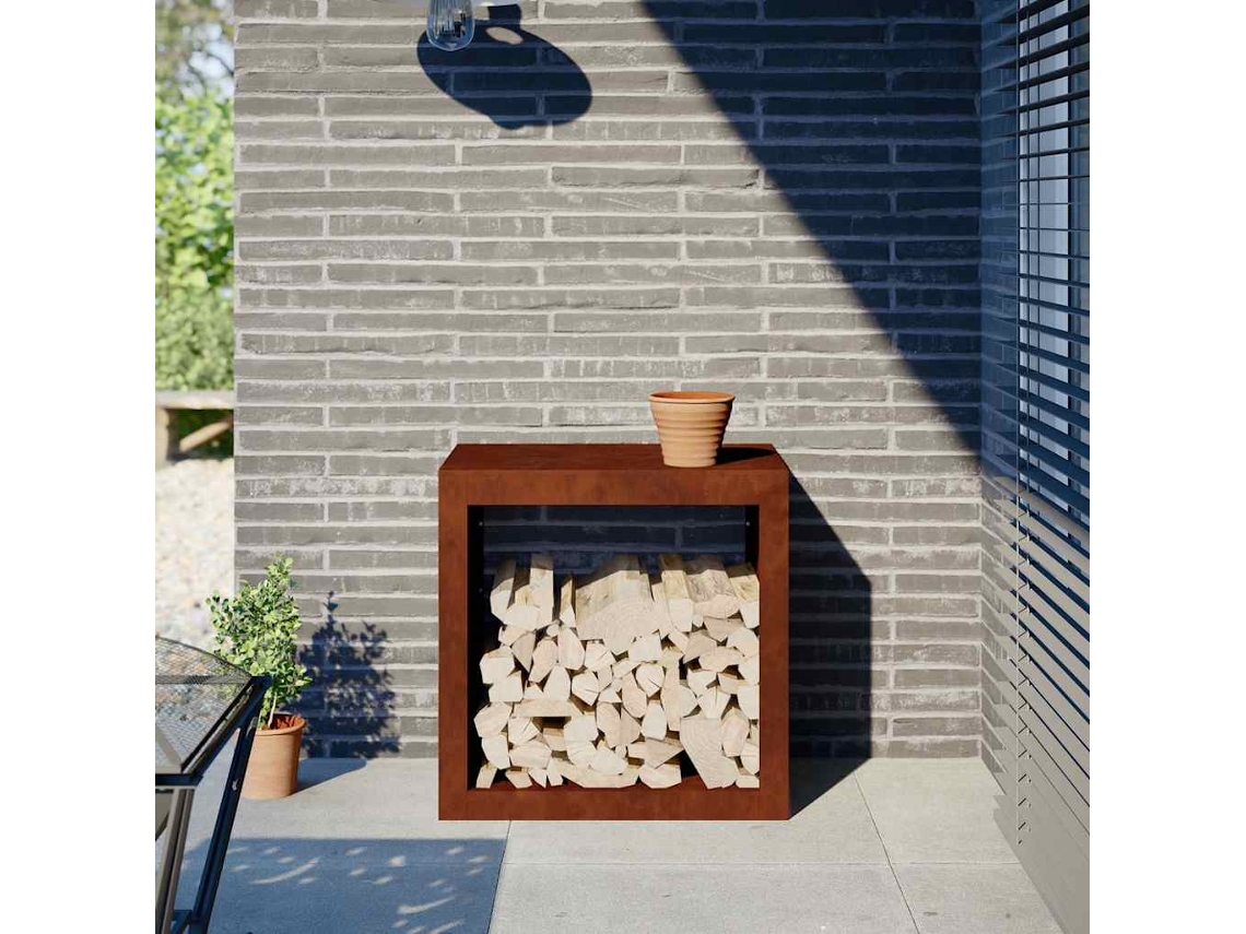 Vidaxl Rack Lenha 60x40x60 Cm Aço Resistente Às Intempéries