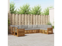 Vidaxl Conjunto De Sofás Para Exterior 10 Unid. Cinza Natural E Claro