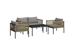 Conjunto de Móveis de Jardim Poliester, Aço e Vime Pe Cor Cinzento 126x66x70 cm Outsunny