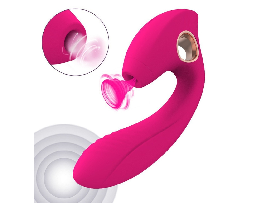 Vibrador de Massagem de Sucção 2 em 1 para Mulheres Rosa Vermelha YIZHOOD