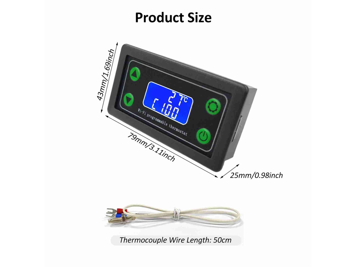 Termostato Digital Wifi De Alta Temperatura Com Termopar Tipo K -99 A 999℃