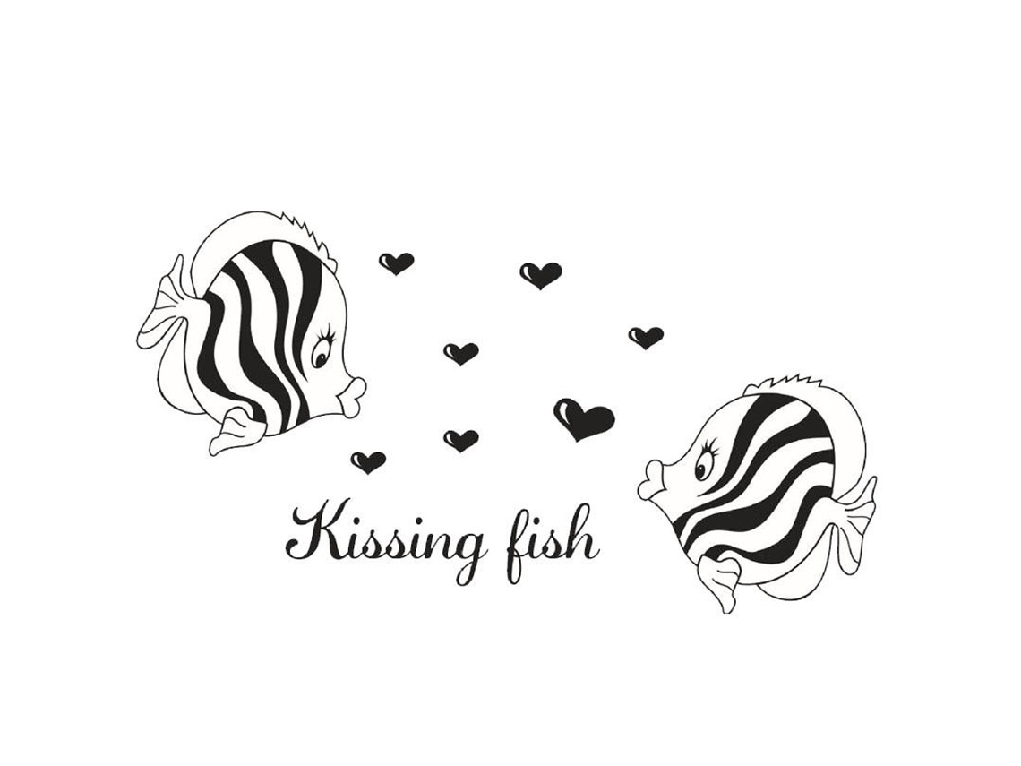 Sticker De Parede Com Peixe A Beijar Da Laxiscreed Para Decoração De Casa