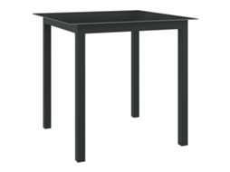 Vidaxl Mesa De Jardim Em Alumínio E Vidro 80x80x74 Cm Preto