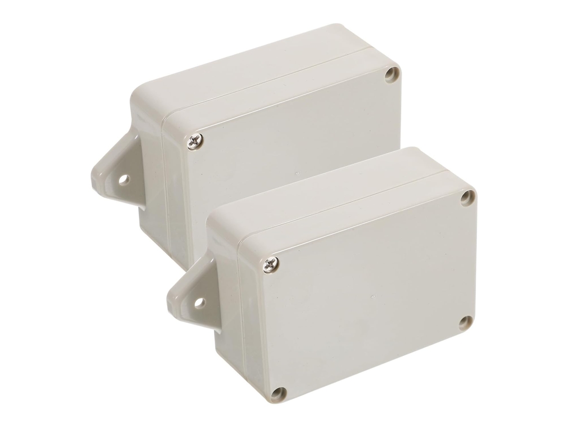 Conjunto De 2 Caixas De Saída Externas Impermeáveis Em Plástico Bege.