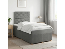 Vidaxl Cama Box Spring Com Colchão Cinzento-escuro 120 X 190 Cm Tecido