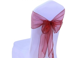 Rebe lazo para Cadeira Organza Transparente 17x275cm 22 Cores Bordô (sem Capa de Cadeira)