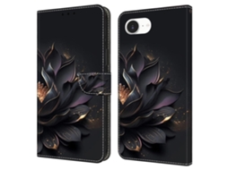 Capa Para Iphone 16e Com Fecho Magnético, Estampa 3d E Design Carteira Em Couro - Roxo Lotus
