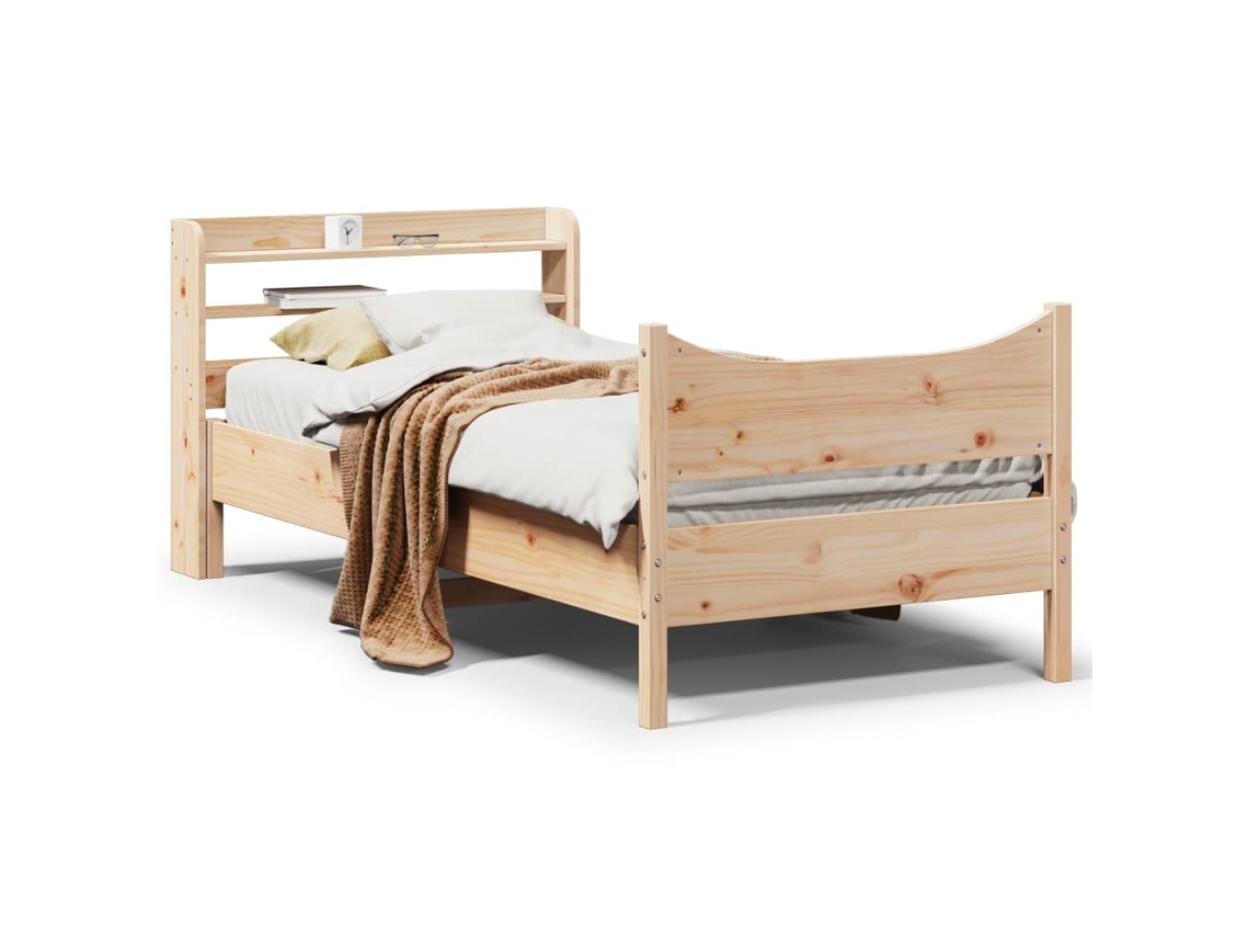 Vidaxl Estrutura De Cama Com Cabeceira 75x190 Cm Pinho Maciço