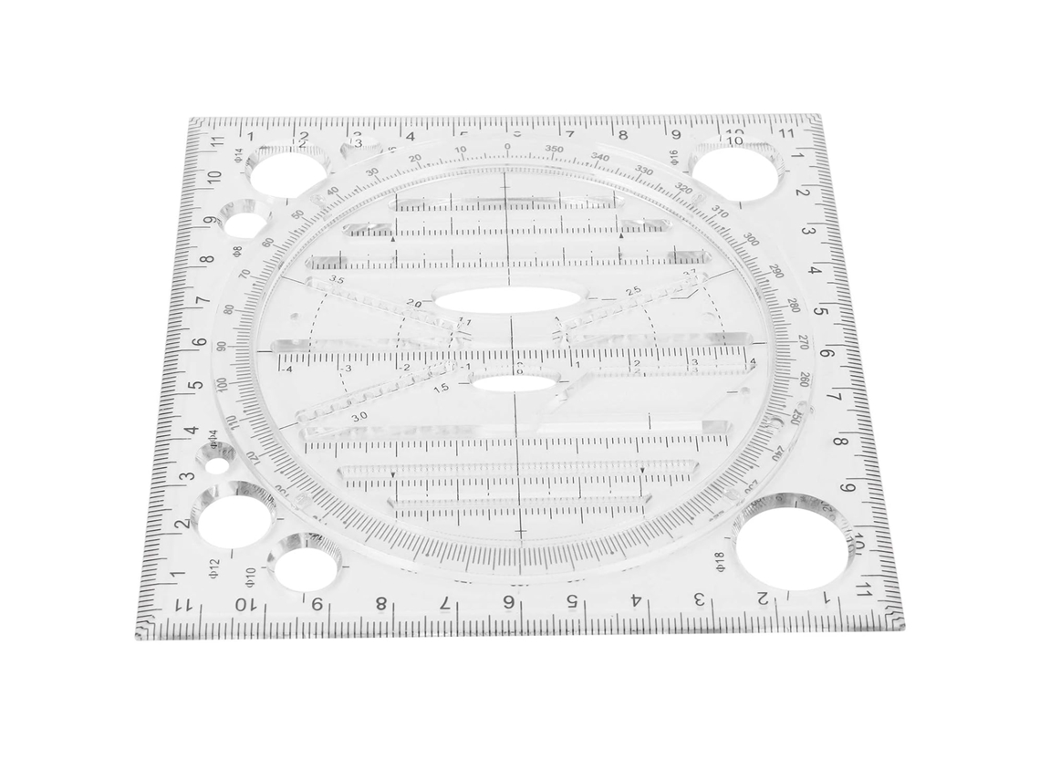 Régua Multifuncional Para Desenho Zunate, Ferramenta De Modelo Para Design Artístico Em Acrílico, Quadrada De 12cm 4, 7 Polegadas