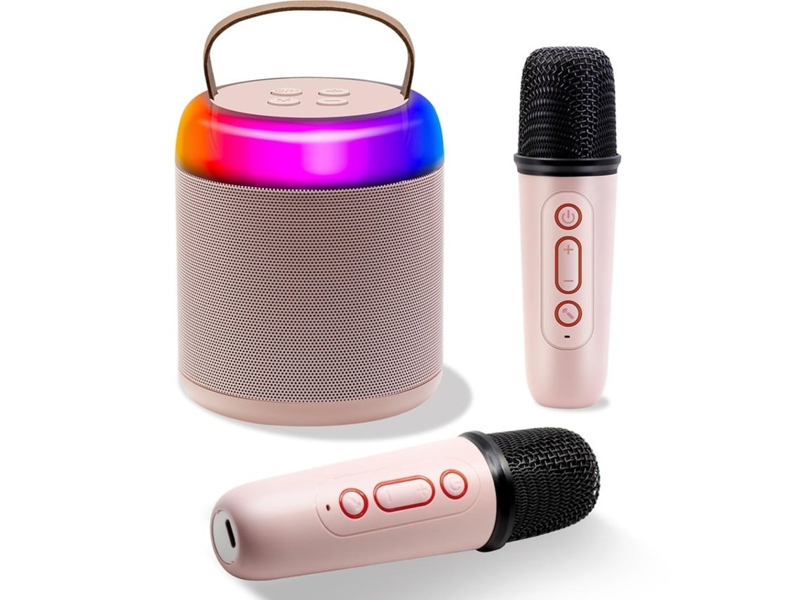 Mais Nova Mini Máquina De Karaokê Para Crianças E Adultos Alto Falante Bluetooth Portátil Com 2 Microfones Sem Fio Reprodutor De Música Yizhood