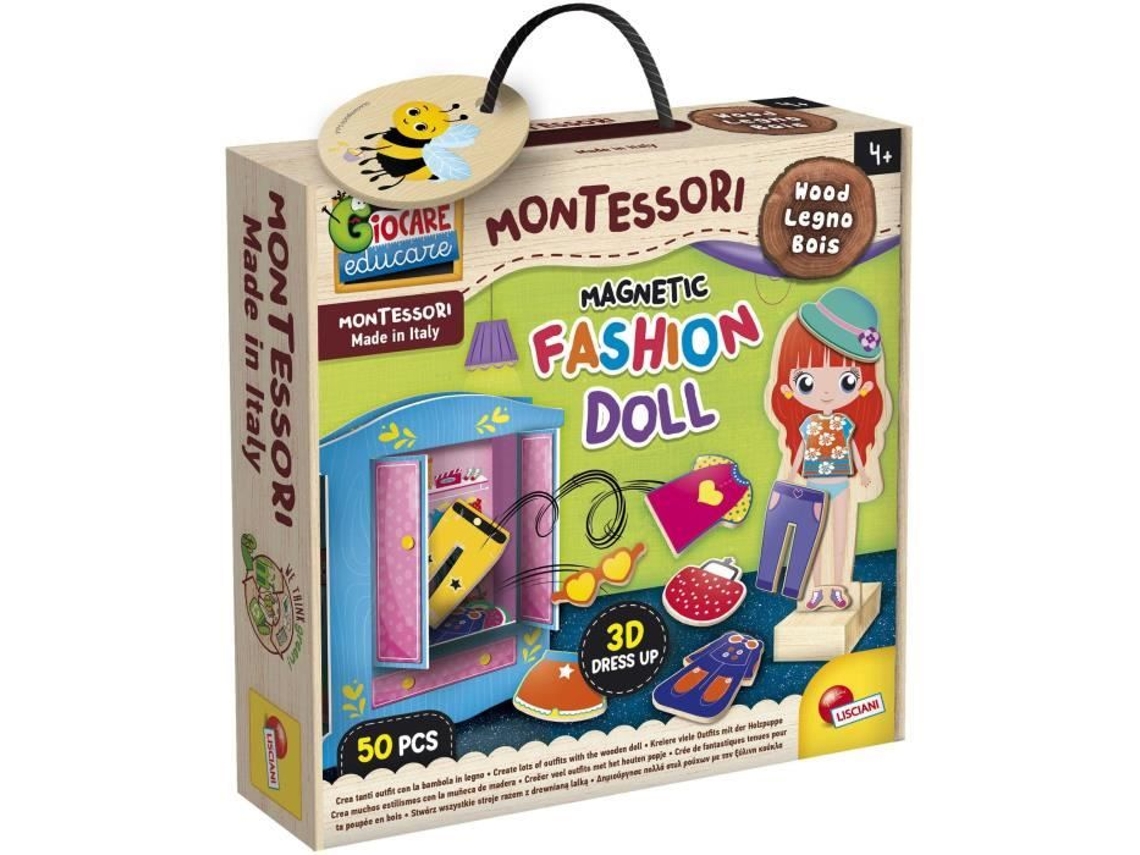 Boneca de madeira para criar looks fantásticos - LISCIANI - Método Montessori