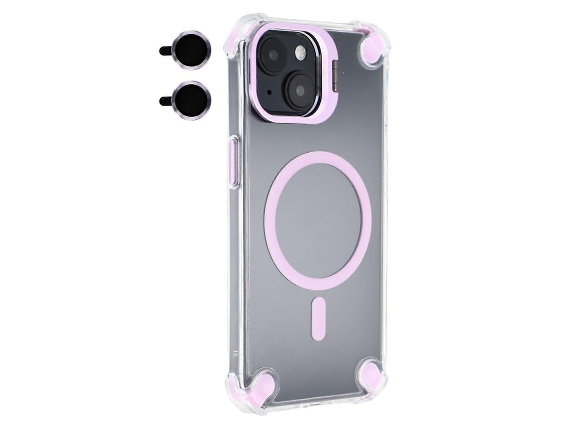 Capa Magnética Transparente Para Iphone 15, Capa Híbrida À Prova De Choque Com Moldura Para Lente De Câmera E Suporte