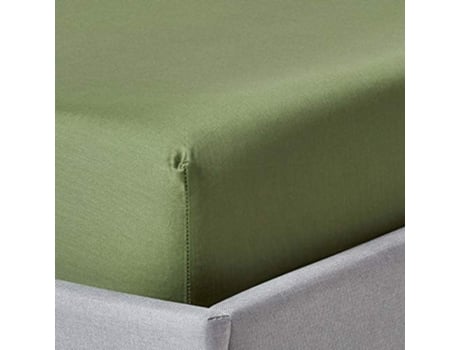 Homescapes Moss Green Organic Cotton Fitted Sheet 400 Tc, 140 X 190 Cm
