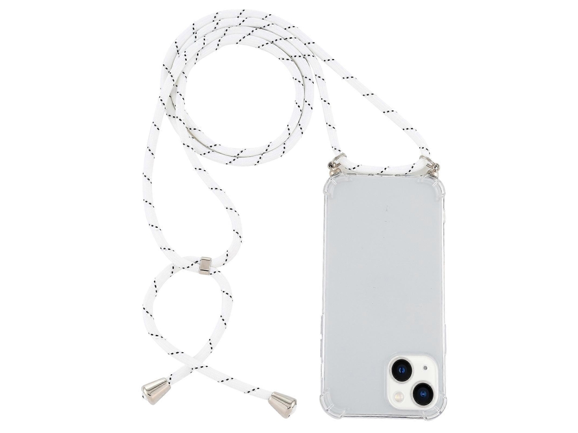 Capa Transparente De Tpu Resistente A Impactos Nos Quatro Cantos Para Iphone 15 Plus Com Cordão.