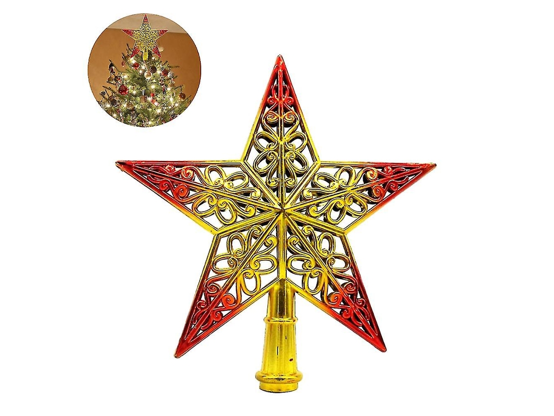 Omni copa Estrella para Árbol de Navidad Con Glitter Diseño Hueco de Plástico Festivo
